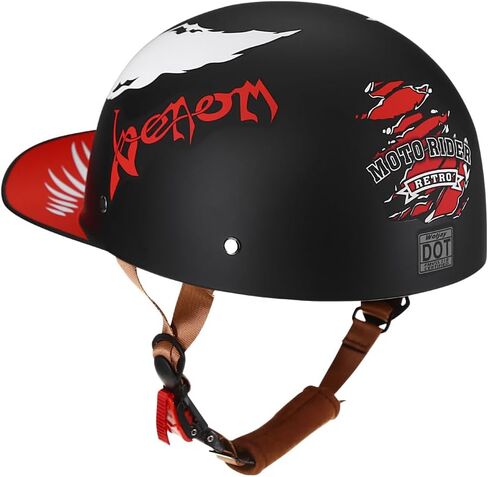 Vintage Retro Open Face Motorcycle Helmet Baseball Cap Half Helmets with pull-down Lens for Men Women Moped Cap Jet Scooter Street Cruiser - DOT Certified (Moto Rider, X-Large) in Kuwait