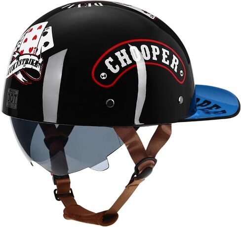Vintage Retro Open Face Motorcycle Helmet Baseball Cap Half Helmets with pull-down Lens for Men Women Moped Cap Jet Scooter Street Cruiser - DOT Certified (Moto Rider, X-Large) in Kuwait