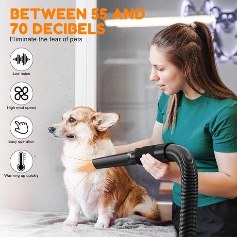 ROPO Dog Dryer Pet Dryer Dog Grooming Dryer, pet Hair Dryer,Dog Hair Dryer,High Power Intelligent Digital Screen Display Dog Water Blower Adjustable Speed and Temperature (White, SE01) in Kuwait