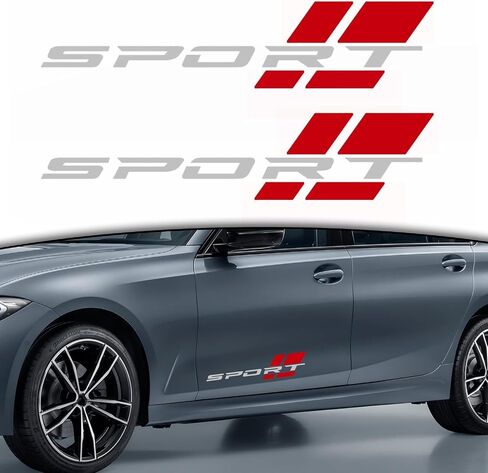 Sport Letter Logo Decal, 2 Pcs Sport Sticker Fit for All Cars Exterior Accessories (Black Red) in Saudi Arabia