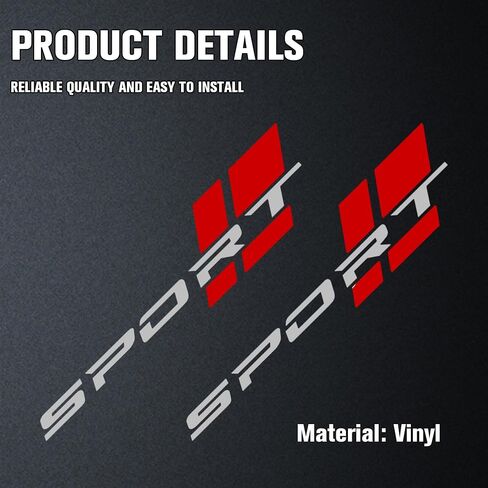 Sport Letter Logo Decal, 2 Pcs Sport Sticker Fit for All Cars Exterior Accessories (Black Red) in Saudi Arabia