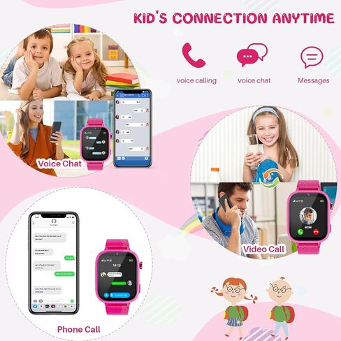 OKYUK 4G Kids Watch, Smart Watch for Kids with SIM Card, 47 Exciting Games, Two-Way Calling Feature, SOS Emergency Call Button Ideal for Kids Aged 3-12, Children’s Cell Phone Alternative (Pink) in Saudi Arabia