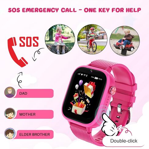 OKYUK 4G Kids Watch, Smart Watch for Kids with SIM Card, 47 Exciting Games, Two-Way Calling Feature, SOS Emergency Call Button Ideal for Kids Aged 3-12, Children’s Cell Phone Alternative (Pink) in Saudi Arabia