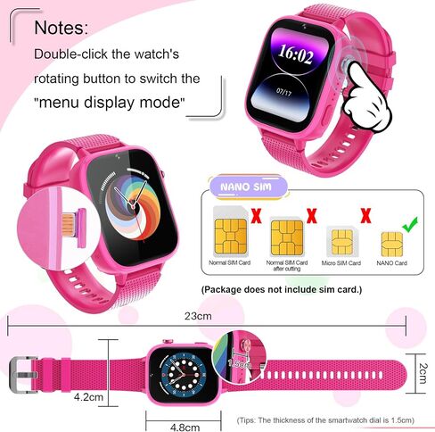 OKYUK 4G Kids Watch, Smart Watch for Kids with SIM Card, 47 Exciting Games, Two-Way Calling Feature, SOS Emergency Call Button Ideal for Kids Aged 3-12, Children’s Cell Phone Alternative (Pink) in Saudi Arabia