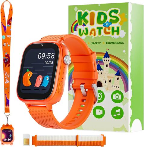 OKYUK 4G Kids Watch, Smart Watch for Kids with SIM Card, 47 Exciting Games, Two-Way Calling Feature, SOS Emergency Call Button Ideal for Kids Aged 3-12, Children’s Cell Phone Alternative (Pink) in Saudi Arabia