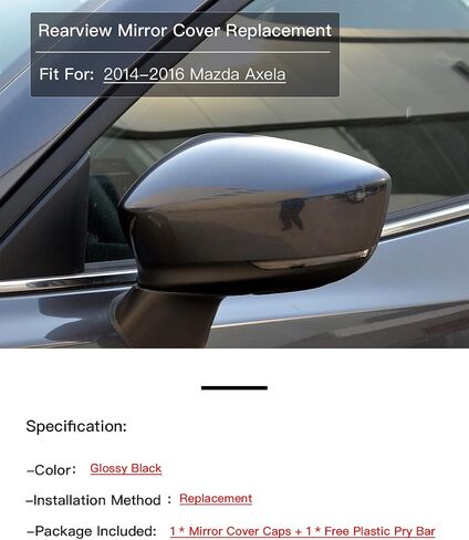 Left Driver Side Mirror Cover Cap Compatible with Mazda 3 M3 Axela 2014-2016 Glossy Black in Saudi Arabia