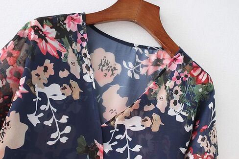 Omoone Women's Short Batwing Sleeve Floral Chiffon Cardigan Kimono Beachwear in Saudi Arabia