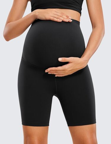 CRZ YOGA Womens Butterluxe Maternity Yoga Shorts 6" - Over The Belly Pregnancy Workout Athletic Biker Shorts in Kuwait
