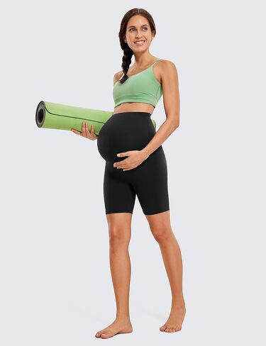 CRZ YOGA Womens Butterluxe Maternity Yoga Shorts 6" - Over The Belly Pregnancy Workout Athletic Biker Shorts in Kuwait