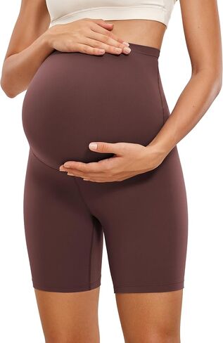 CRZ YOGA Womens Butterluxe Maternity Yoga Shorts 6" - Over The Belly Pregnancy Workout Athletic Biker Shorts in Kuwait
