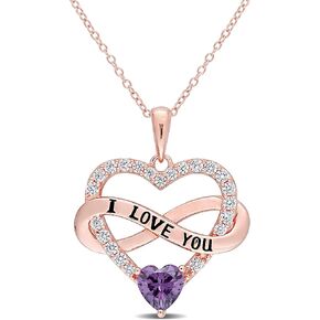 Cubic Zirconia Heart Shaped Month Specific Birthstone Pendant - Unique Birthday Jewelry Gift for Her - Personalized Gift Necklace - 18in Chain