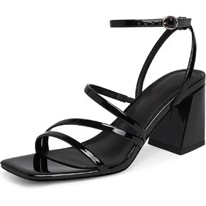 Modatope Women Heeled Sandals Strappy Heels Square Open Toe Chunky Block Heels Ankle Strap Sandals for Women Comfortable Heels