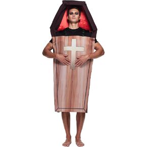 Novelty Men's Coffin Costume Adult Halloween Vampire Casket Tunic Outfits Multicoloured