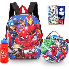 Fast Forward Avengers 16" Backpack with Lunch Box Set - Bottle, More School Supplies