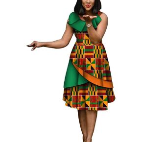 XIAOHUAGUA African Dresses for Women Wax Print Cotton High Waist Dresses Robe Lady Elegant Dress