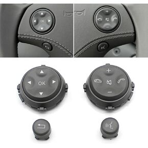 4PCS Steering Wheel Control Switch Buttons, Multifunction Steering Wheel Push Buttons Keys Covers Caps Replacement For Mercedes Benz W221 W216 S CL Class S300 S350 S400 S600 (Black)