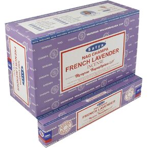 SATYA Nag Champa French Lavender Agarbatti | Handrolled Masala Incense Sticks | 12 Packs of 15 Grams Each in a Box | Export Quality Product