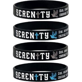 Mens Womens Serenity Prayer Silicone Bracelet Bible Verse Wristband Bracelet Rubber Bible Prayer Cuff Bracelets Christian Scripture Jewelry for Adults for Baptism,Birthday