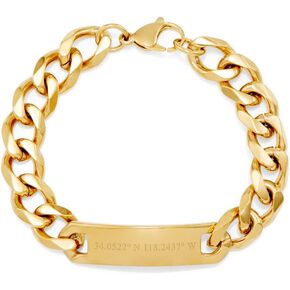 EVE'S ADDICTION Men's Custom Engraved Gold Coordinate Bracelet