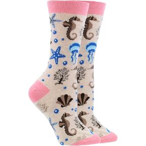 Ocean Life and Sea Creature Socks Socks for Women Gift for Ocean Lovers Seahorse Socks Jellyfish Socks Starfish