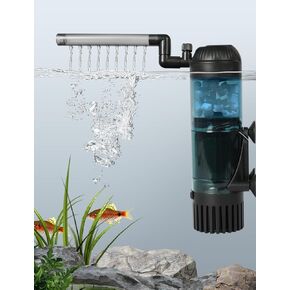UPETTOOLS Aquarium Filter Fish Tank Filter with Fluid Bed Sponge Filter Multiple Function Ultra-Silent Filter for Saltwater Freshwater 20-60 Gallon