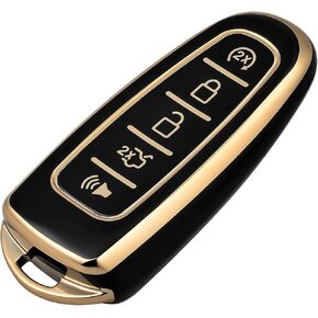OFFCURVE Key Fob Cover for Lincoln, Full TPU Protective Car Key Case Holder for Lincoln Ford Explorer Escape Flex Edge Focus Taurus MKS MKT MKX 5-Button Keyless Entry Car Accessories, Silver White