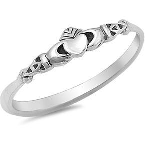 Claddagh Love Heart Celtic Knot Promise Sterling Silver Ring Sizes 2-12