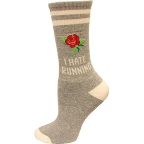 Hot Sox Womens I Hate Running Socks, Sweatshirt Grey Heather, 1 Pair, Womens Shoe 4-10