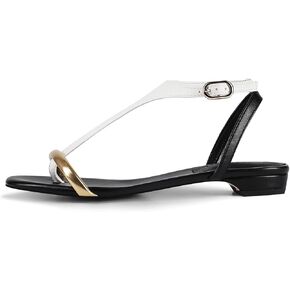 Axellion Comfortable Women's Sandals, Arch Support Slingback Flat Sandals, Elastic Strappy T-Strap Gladiator Summer Casual Beach Shoes