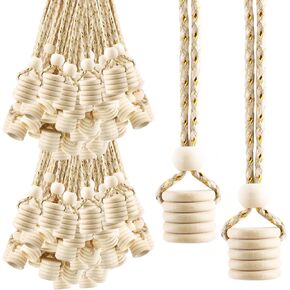 100 Pcs Hanging Car Air Freshener Bottle Caps Perfume Bottle Wooden Cap Essential Oil Diffuser Replacement Lids with Hanging String for Auto Ornaments Decor Fragrance