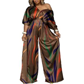 Hotheart Womens Sexy Short Sleeve V Neck Printed Ruched Bodycon Wide Leg Party Clubwear Jumpsuit Rompers