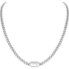 VNOX Silver Initial Necklace for Men - A-Z Letter Necklaces Cuban Link Chain Pendant Neckless for Mens Womens Boy Cute Valentines Day Christmas Birthday Jewelry Gift for Him Boyfriend, Silver, No