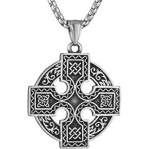HZMAN Stainless Steel Celtic Knot Necklace for Women Men Celtic Cross Viking Rune Irish Triquetra Trinity Knot Pendant Jewelry Gift in Kuwait