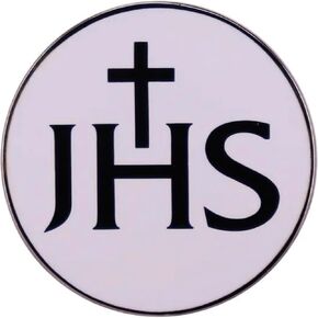 JHS Christogram Jesus Hominum Salvator Savior of Mankind Christ Christianity Christian Cross Bible Episcopalian 1.2" Enamel Pin Badge