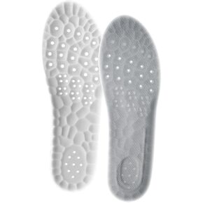 Soft Memory Foam Shoe Insoles - Sports Shock Absorbing Insoles for Standing All Day 4D Arch Support Shoe Inserts Comfortable Sole Inserts with Breathable Mesh (Women Size:8-8.5, Gray)
