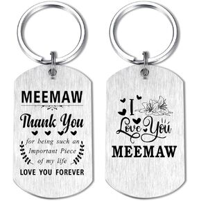 EE&YU Meemaw Keychain Gifts - Meemaw Birthday Gifts, I Love You Meemaw Gifts, Meemaw Gifts for Women, Thank You Meemaw Present, Meemaw Retirement Key Chain