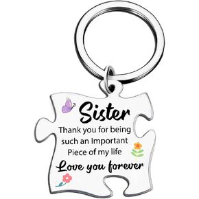 Sister Birthday Gifts from Big Sister Brother Unique Small Gift Ideas Best Sister Ever Womens Key Chain for Her Female Soul Unbiological Little Sister Friend Christma Valentines Day Gifts