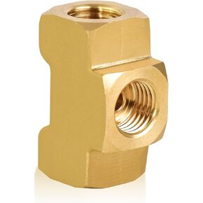 MuHize 3/16 Brake Line Tee - Upgraded 3 Way Brake Line Tee for 3/8"-24 Threads, Universal Brass Tee Fitting, All 3/8"-24 threads Ports