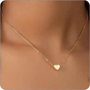 Gold Necklace for Women 18K Gold Plated Cute Heart Necklace Dainty Disc Circle Love knot Pendant Necklaces Gifts