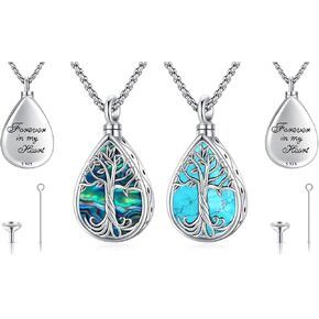 Eusense cremation jewelry tree of life Urn Necklace for human ashes of loved ones women men memorial Pendant Sterling Silver 925 keepsake earn lockets to put ashes in