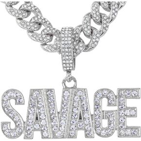 Techno Pave Men's Iced-Out Pendant Necklace – 24-Inch Chain, Hip-Hop Streetwear Jewelry