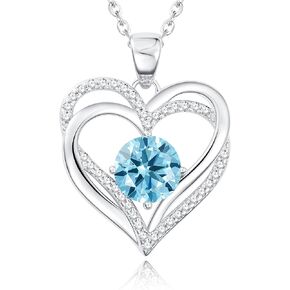Wife Gifts Sterling Silver Necklaces for Women, Valentines Day Gifts for Girlfriend, Jewelry White Gold, Daughter Women Birthday Necklace, Heart Jewel, Anniversary Christmas Gift for Her Mom