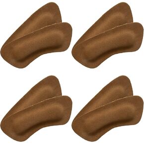 Comfort Heel Pads for Shoes, Leather Heel Cushions for Heel Pain Relief, Blister Prevention, High Heel Comfort Pads for Women, Men, Heel Protectors and Liners (4 Pairs Leather Brown)