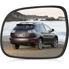Upgraded Passenger Side Heated Mirror Glass Fit for Lexus RX330 2004-2006 RX350 2007-2009 RX400h 2006-2009, Right Heated Rearview Convex Mirror Glass with Rear Holder