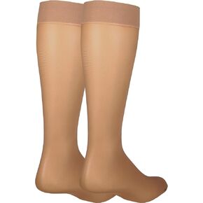 NuVein Sheer Compression Stockings for Women, 8-15 mmHg Support, Light Denier, Knee High, Closed Toe, Black, 2X-Large