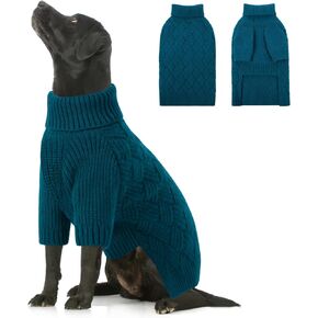 SUNFURA Dog Sweater, Medium Dog Sweater Doggie Pullover for Fall Winter, Fleece Dog Sweaters Christmas Pet Sweatshirt for Holiday, Warm Turtleneck Knitwear for French Bulldog, Boston Terrier, Green M