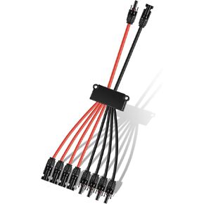 Solar Connectors for 2-3-4 Solar Panels, IP67 Waterproof Solar Panel Splitter, 30A 2 to 8 Y Branch Upgraded Parallel PV Adapter Cable Wire Plug Tool Kit for Solar Panel (MF/MMMMFFFF)