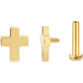FANSING Cross Flat Back Earring for Helix Cartilage Conch Tragus Internally Threaded Labret Stud