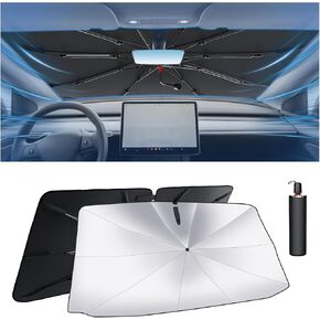 Windshield Sun Shade, Foldable Bendable Handle Comes with Storage Bag, [Newest Vinyl Coating] Keep Cool and Protect Interior, Fit for Cars,Trucks,SUVs (58x32 inches)