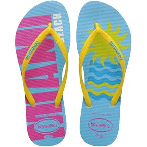 Havaianas for Women - Slim Postcard USA Flip Flops - Pink Flux - 9/10